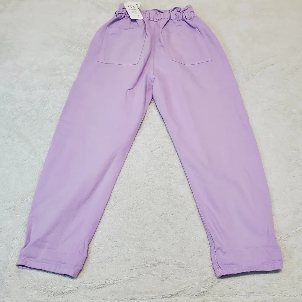 NWT Zara Purple Baggy Fit Kidcore Casual Loose Pastel High Rise Paperbag Jeans 6 - Picture 4 of 10